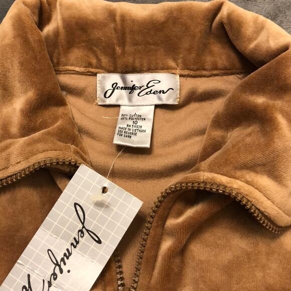 Jennifer Eden Fall Leaves Embroidered Velour Front Zip Jacket Track Vintage - Picture 3 of 8